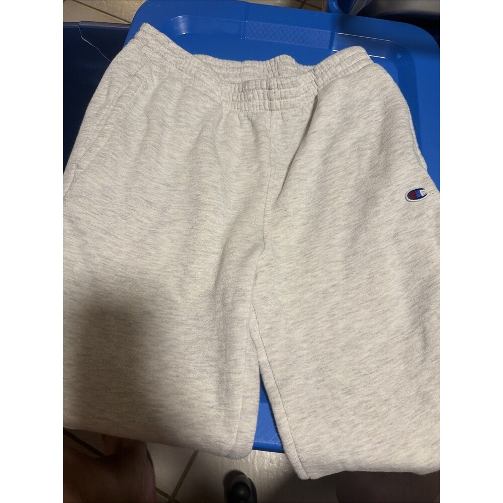Champion Boys Gray Jogger Fleece Pants Elastic Waist Logo Size Large